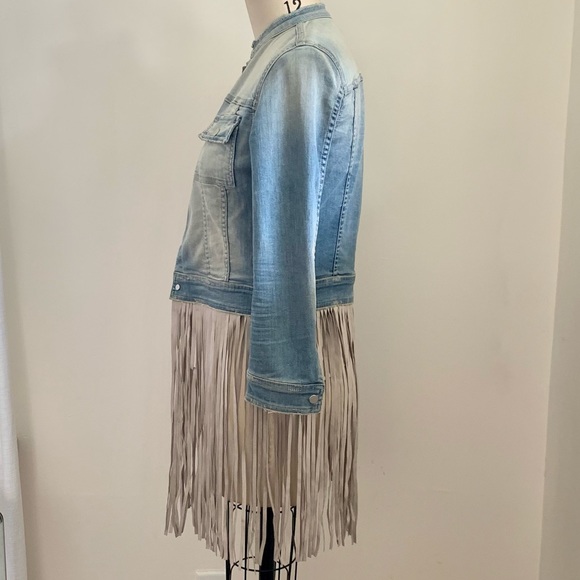 The Perfext Leather Fringe Trimmed Denim Jacket - Picture 2 of 3
